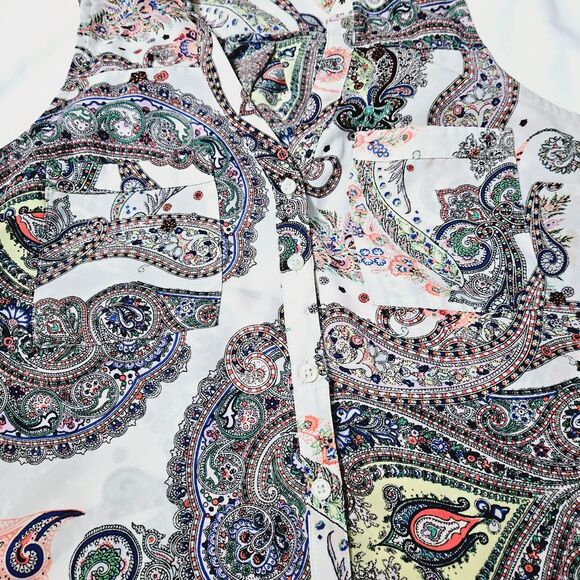 Express Womens Button Down Tank Top Multi-Color Size XS 100% Polyester - Picture 10 of 12